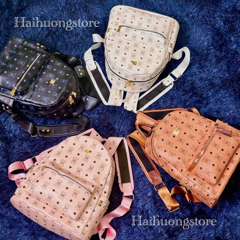 Balo Gấu khoá đồng Size 40 vừa A4, Laptop 14inch, Atlat địa lý Da Bag Đeo Vai