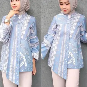 RANDOM -CO -DIKHUSUSKAN YANG SUDAH NGEFIX PADA SAAT SESI SPESIAL LIVE Wanita Baju Batik Katun Atasan Motif Panjang