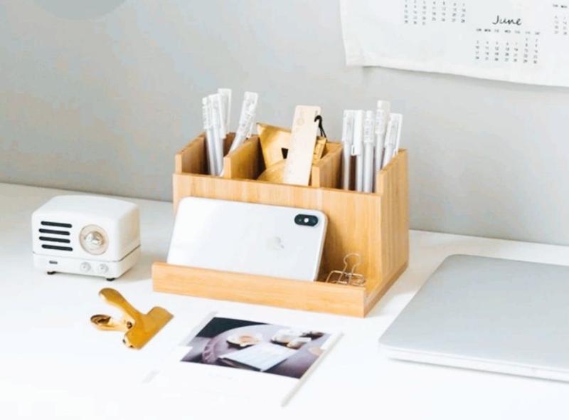 Product Introduction of Rak Pensil Serbaguna Kayu Jati Belanda dengan Holder Hp Portabel - Desk 8