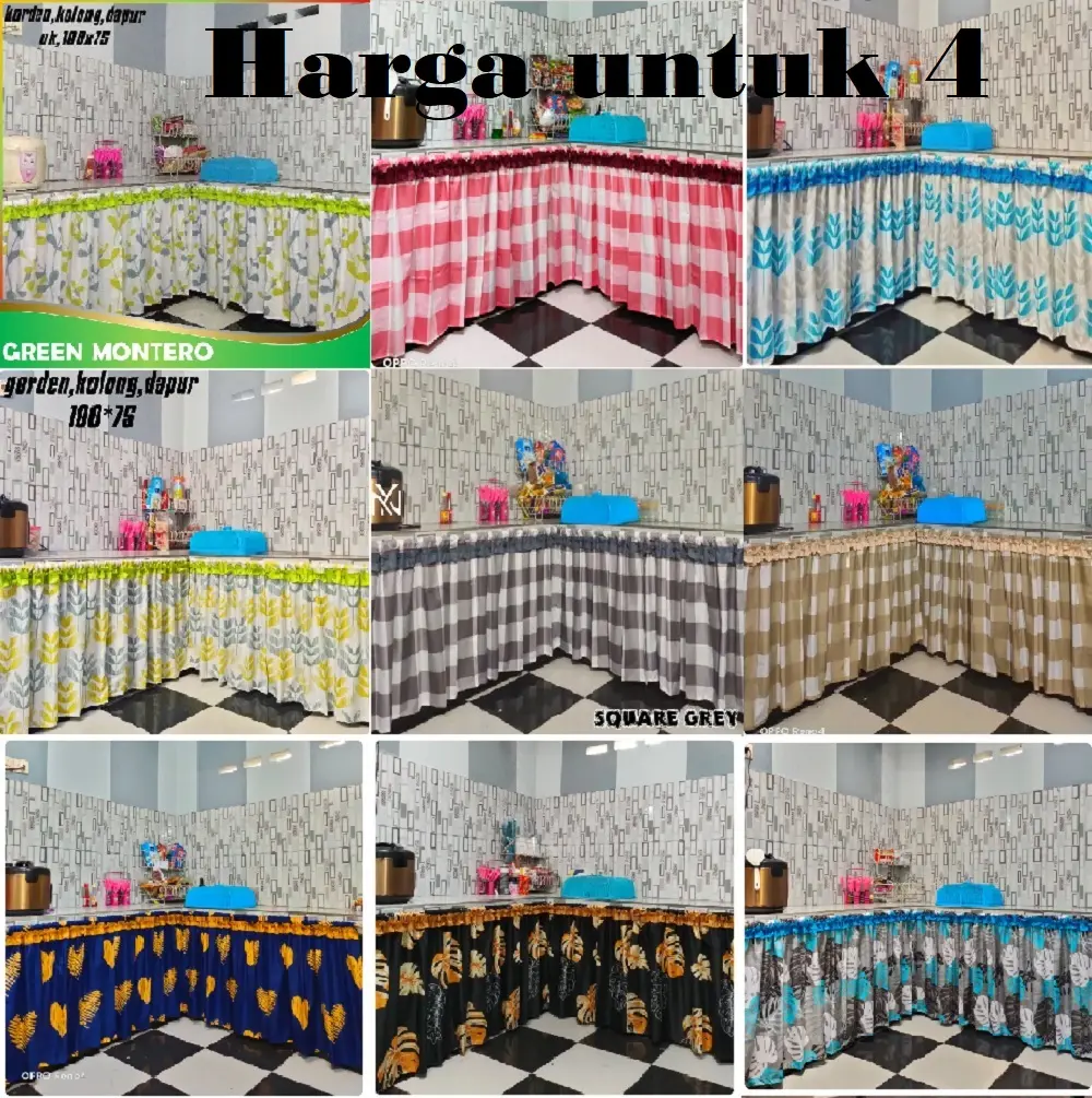 gorden kolong promo 4 pcs Kain Katun 4 set plus Tali Bunga