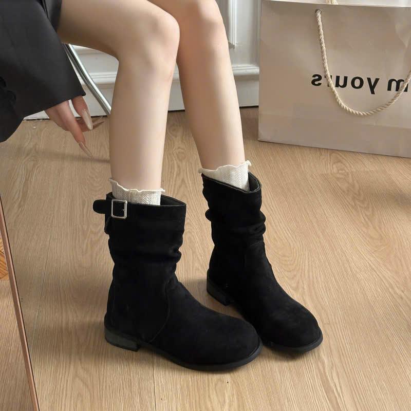  Bốt nữ da lộn cao cấp chất da mềm mại đế 3cm FANCY hottrend 2025 