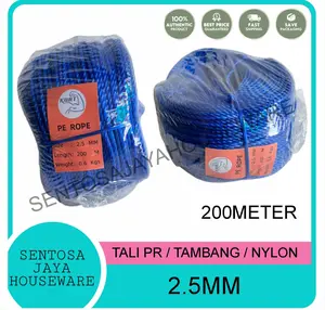 TALI NYLON / TALI JEMURAN / TALI TAMBANG 2.5MM 200METER (ROLL) / TALI TAMPAR 2.5MM 200METER