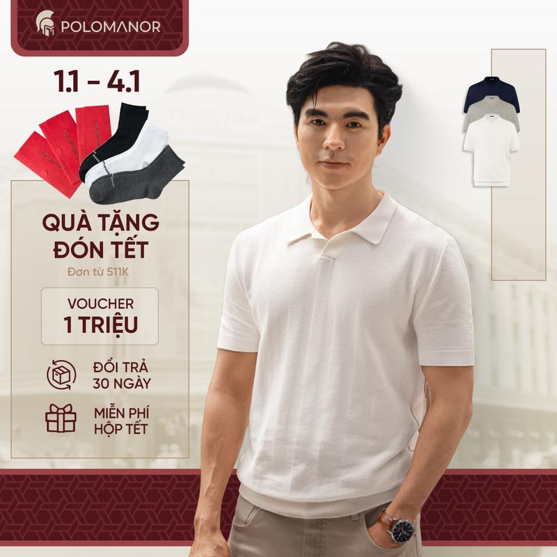   NEW T11  Áo polo nam dệt kim cao cấp EPIC BST QUIET STRENGTH thanh lịch sang trọng - POLOMANOR 