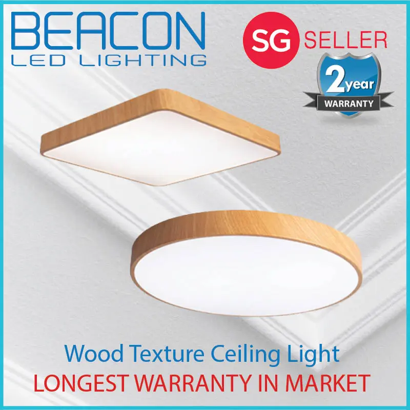 BEACON LED 40cm Wood Texture Metal Frame Ceiling Light / Nordic Minimalist Design Ceiling Light