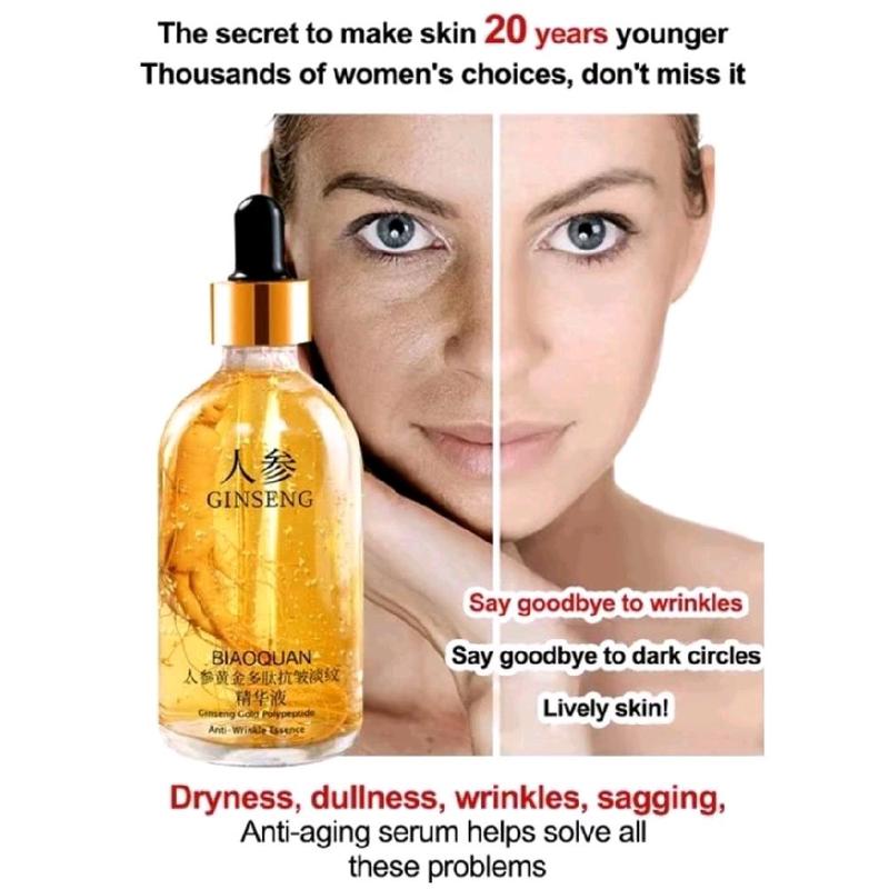 Serum Ginseng Untuk  Membantu Menghilang Kerutan Wajah Mengencangkan Memutihkan Memudarkan Essence Aging Bopeng Tetes Perawatan Mencerahkan 4