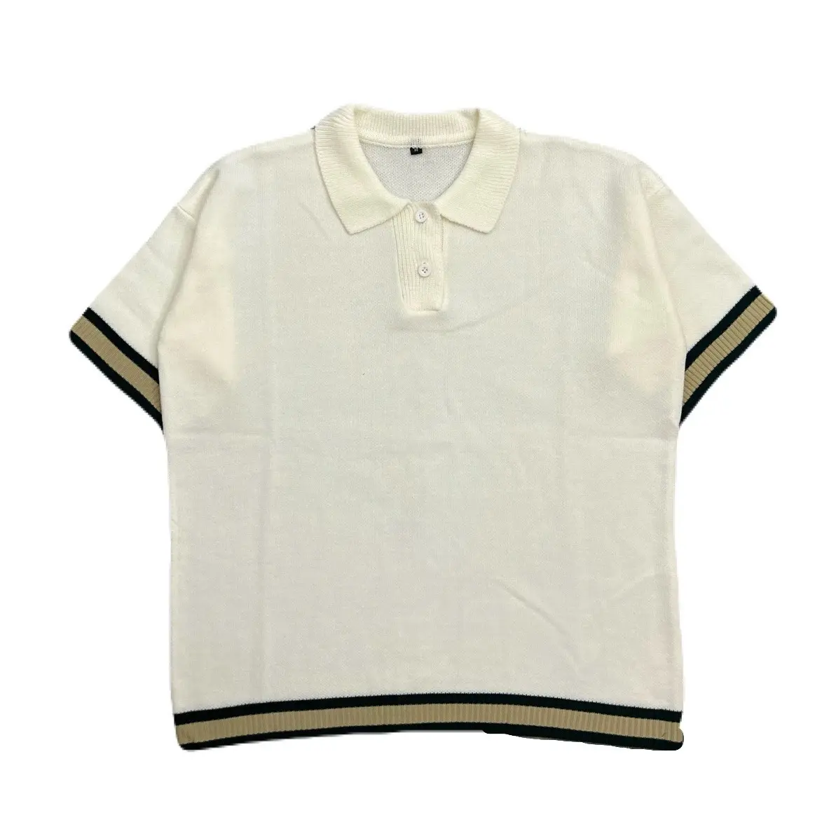 BASIC LAB Polo Stripe Oversize Knit Broken White
