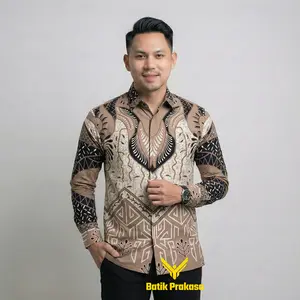 Kemeja Batik Pria Prakasa 0176 Motif Tumenggung Aji Slimfit Lengan Panjang Batik Solo Baju Katun Nyaman