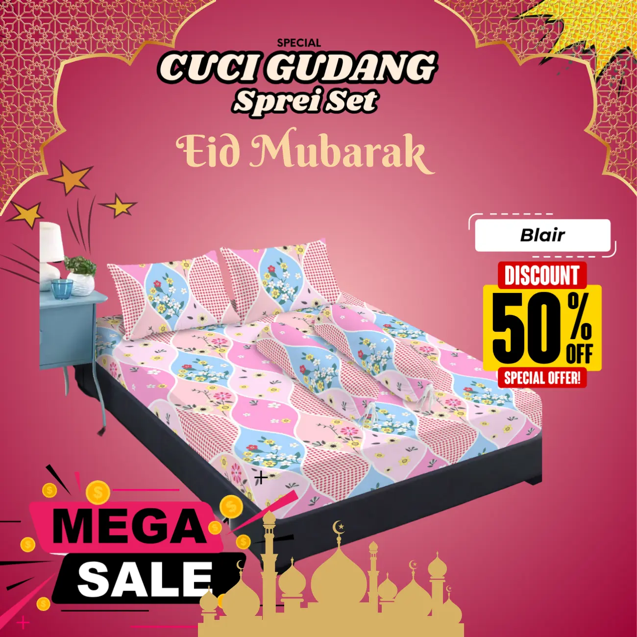 Liora Sprei Set Motif Cuci Gudang Mega Sale Untuk Kasur Cantik
