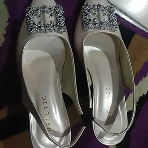 CHELLTIC - Heels Wanita 5cm Elegan Pointed Toe Slingback Manik-Manik Blink Untuk Kerja Kondangan dan Formal Sepatu Pesta Cewek Korea Kekinian Terbaru