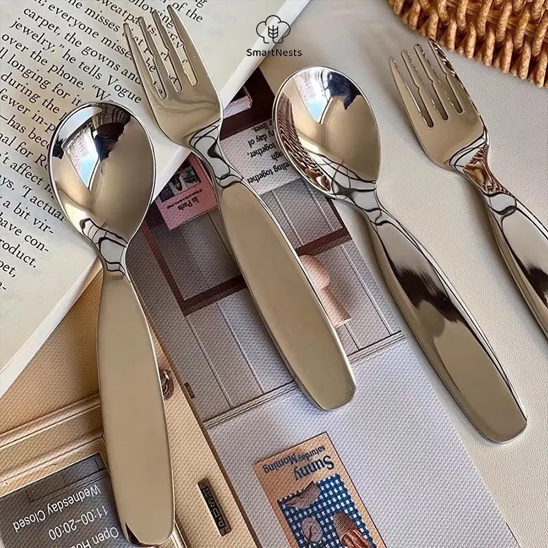 Sendok Garpu Anak Stainless / Sendok Set Anak Stainless/Sendok Garpu Anak Pegangan Pendek Sendok cutenery