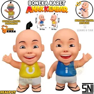 MAINAN ANAK BONEKA UPIN IPIN KARET BUNYI ADA LAMPU