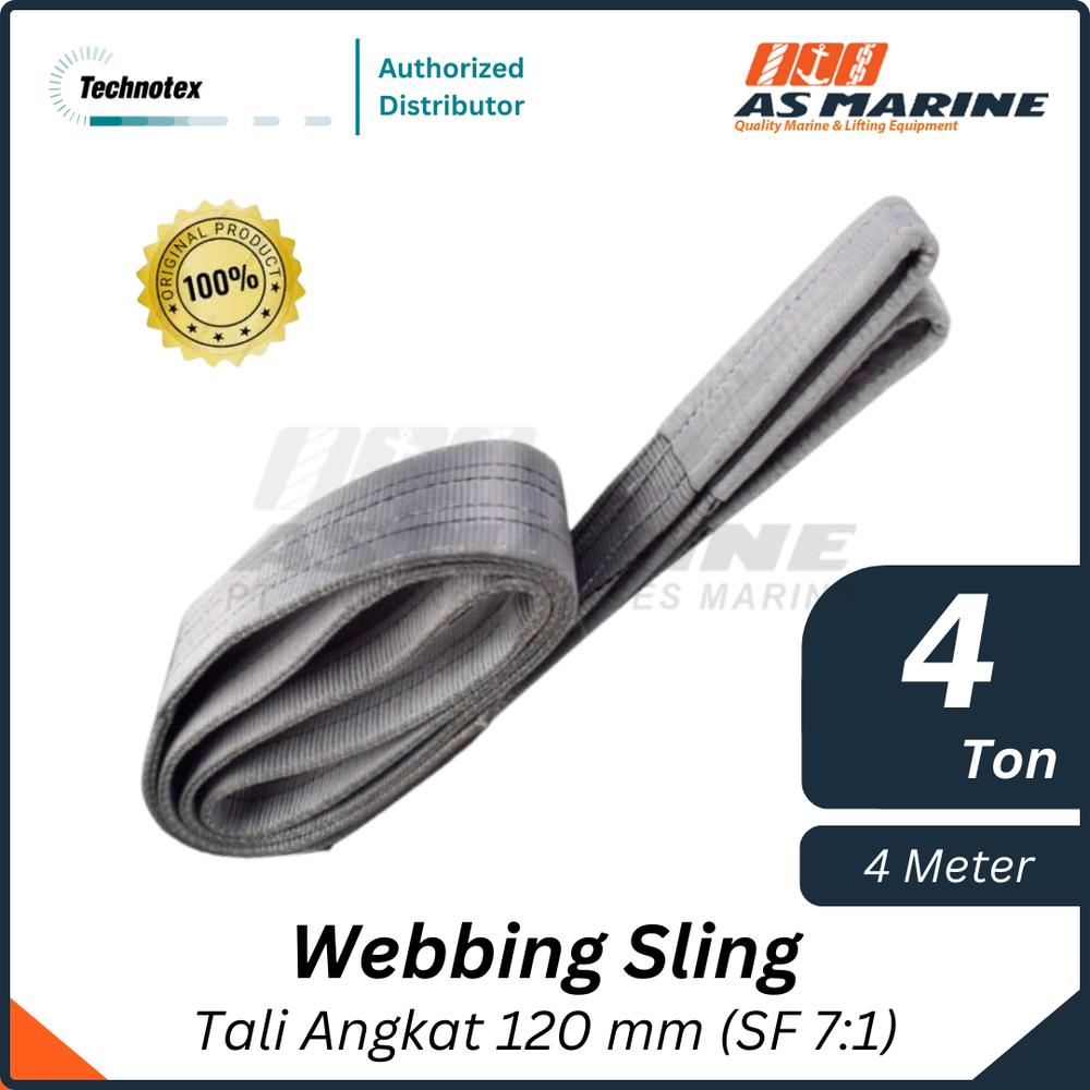 Webbing Sling / Tali Angkat 4 Ton x 4 Meter 120 mm 2 Ply Safety Factor 7:1 TECHNOTEX HOLLAND (Bersertifikat)