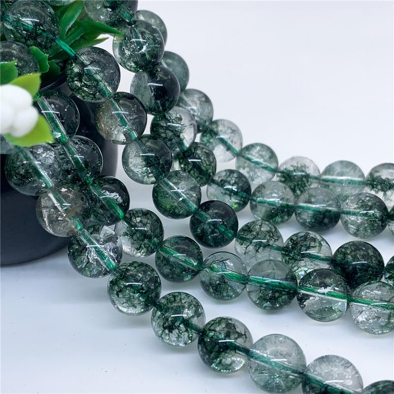 Product Introduction of Green Phantom Crystal Beads 6-12mm Round Natural Loose Stone Bead Diy Necklace 23