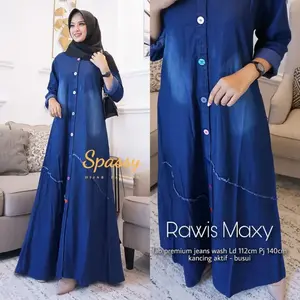Gamis Jeans Oura High Quality – Bahan Halus, Lembut & Tidak Luntur
