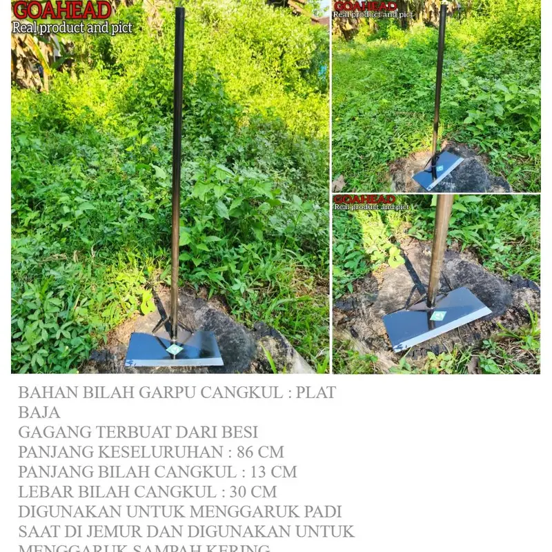(TERBARU) Garukan Gabah Padi Gagang Besi Panjang Cap Ayam - Gatul Garon Penggaruk Termurah - Cangkul Berkebun Garuk Sampah Bilah Persegi 6