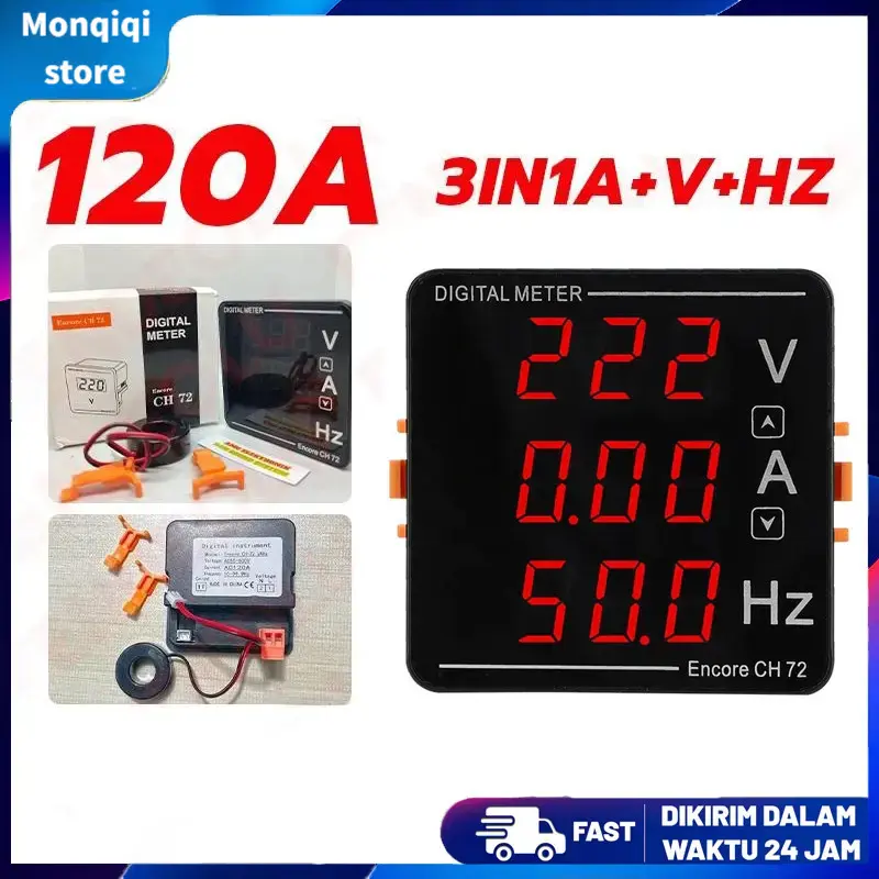 Voltmeter Digital, Ampere Meter, HZ Meter 3in1 Volt Ampere HZ 500V 120A VAHz120A CH-72 VAHz Original