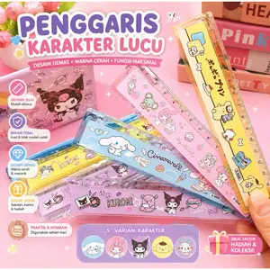 Penggaris Lucu 15 cm Karakter Kawaii | Penggaris Anak Sekolah Estetik | Ruler Transparan Imut | Alat Tulis Sekolah Murah