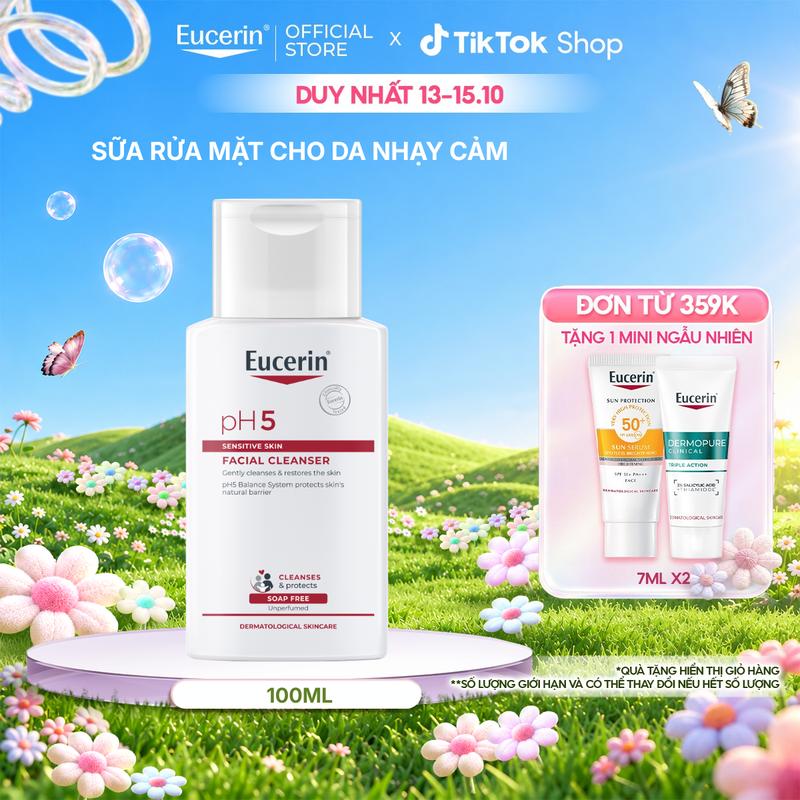 Sữa Rửa Mặt Dịu Nhẹ Cho Da Nhạy Cảm Eucerin pH5 Facial Cleanser 100ml-Skincare Dưỡng Da Mặt