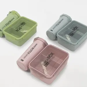 Lunch Box + Botol Minum Set | Kotak Bekal Makan Praktis Anti Tumpah dengan Sekat & Sendok Garpu