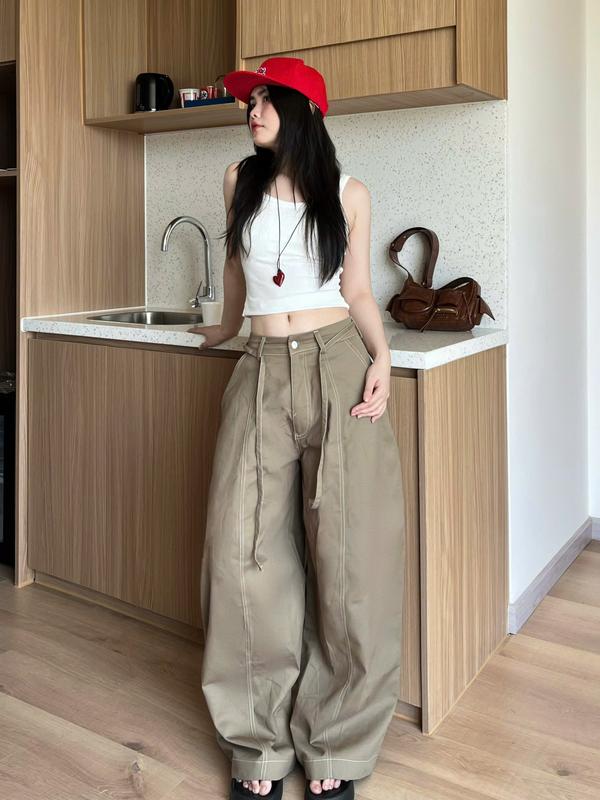 Q01 Quần Kaki Pants ống rộng Migcool quần dài ống suông Premium chất kaki dày dặn