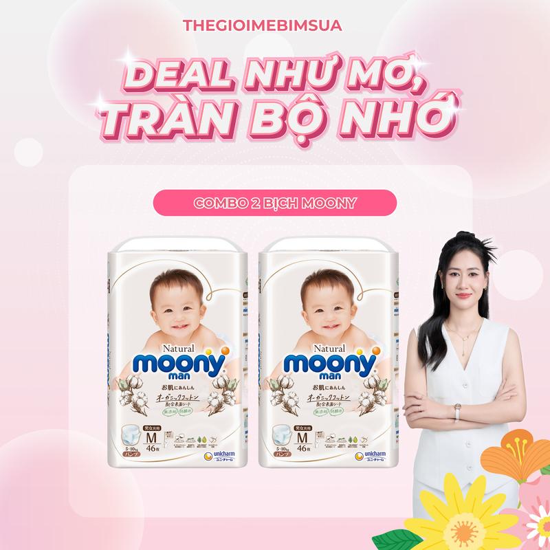 TGMBS Combo 2 Bịch Tã Bỉm Dán Quần Moony Natural Nhập Khẩu - Nội Địa Cho Bé