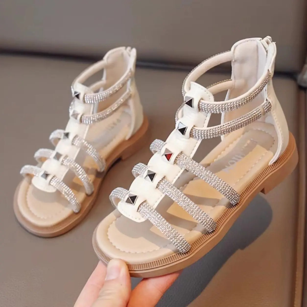 INDRAMAYU56 Sendal Sepatu Anak Perempuan Tali Payet Permata Gladiator Kecee Ootd Antislip AP 39