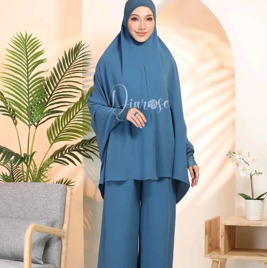 Telekung palazzo pants with zip & bag- CEY crepe