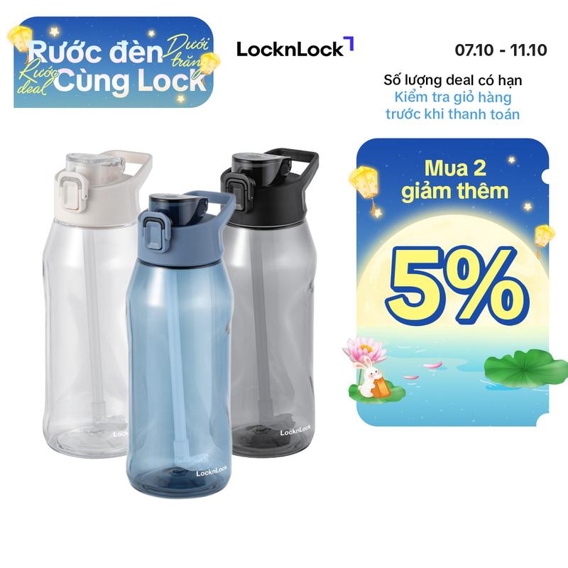 [NEW] Bình nước dung tích lớn 1.05L nhựa Tritan cao cấp LocknLock, có ống hút đi kèm với nút bấm tiện lợi, phong cách thể thao ABF926