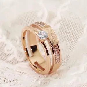 [MAHKOTA] Cincin Titanium Wanita Look Vintage Fashion - 1035 Mutiara Elegan Love Rings