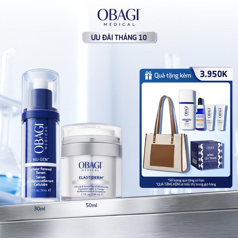 Bộ đôi Serum kích hoạt năng lượng tế bào OBAGI NU-GEN 30ml & Kem Dưỡng Chuyên Sâu Làm Mờ Nếp Nhăn OBAGI Elastiderm Lift up & Sculpt Facial Cream 50ml