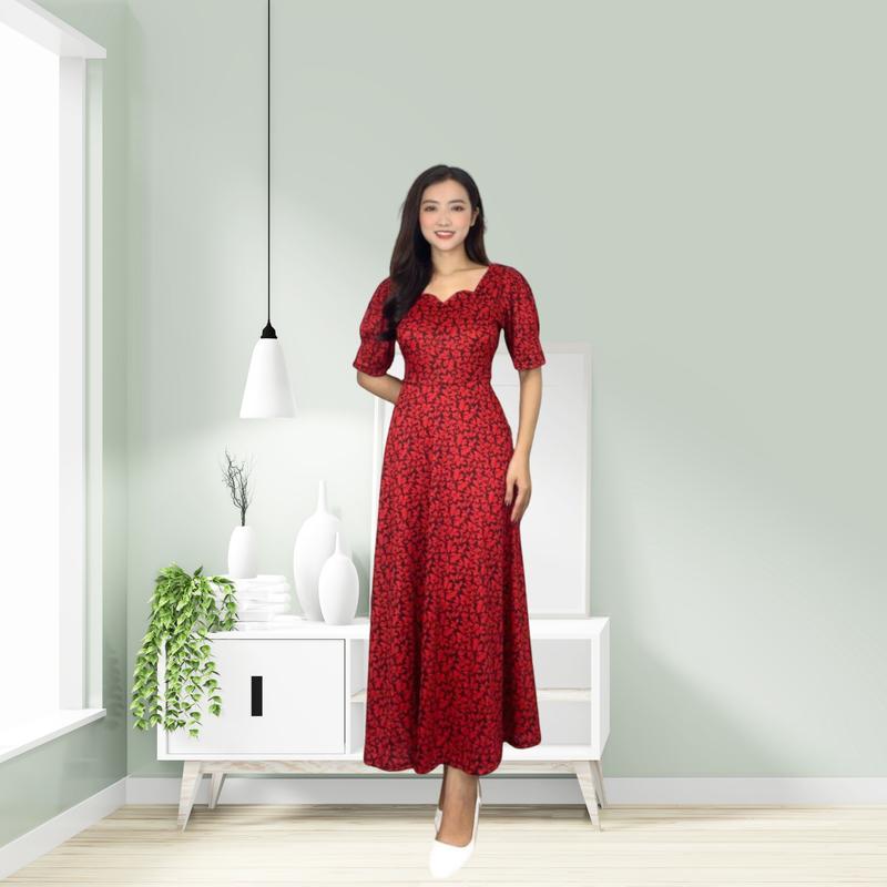 [ GIÁ TẬN XƯỞNG] Đầm Trung Niên Sang Trọng Cao Cấp Đẹp KIỀU ANH,Váy Nữ Cho Mẹ Lụa Dự Tiệc Công Sở Trên U40-U50 Qua Gối Xòe MÃ A2 Nhung