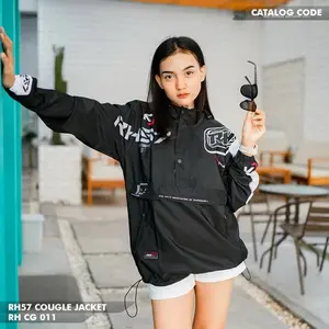 RH57 JACKET COUGLE RH CG 11 JAKET PRIA WANITA Parasut Taslan Premium Water resistance windproof Unisex Full Printing Lengan Kerut Resleting Kantong Tali Serut Hoodi - Sport