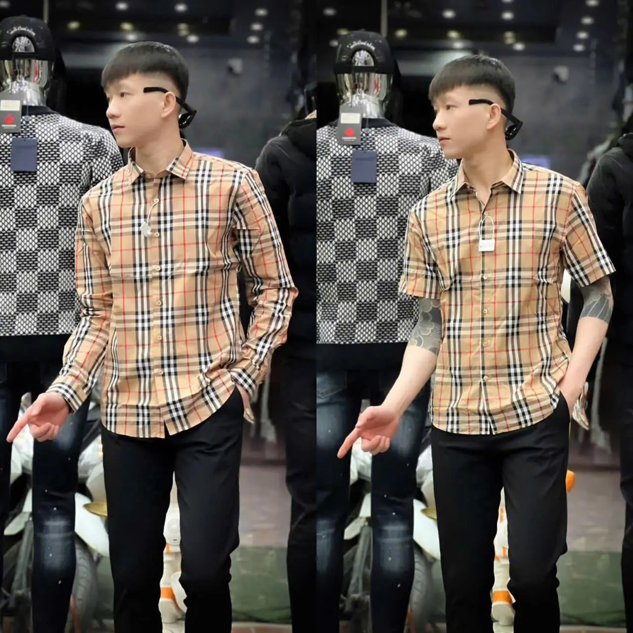 Áo sơ mi nam vàng phối sọc kẻ cực hot, phong cách chuẩn Woman Menswear