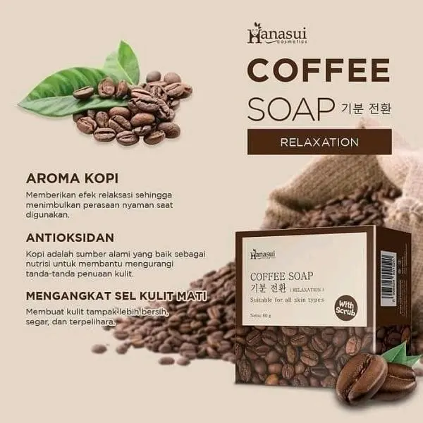 Coffee Soap Hanasui 60gr Mencerahkan Semua Jenis Kulit Pencerah Tubuh 1