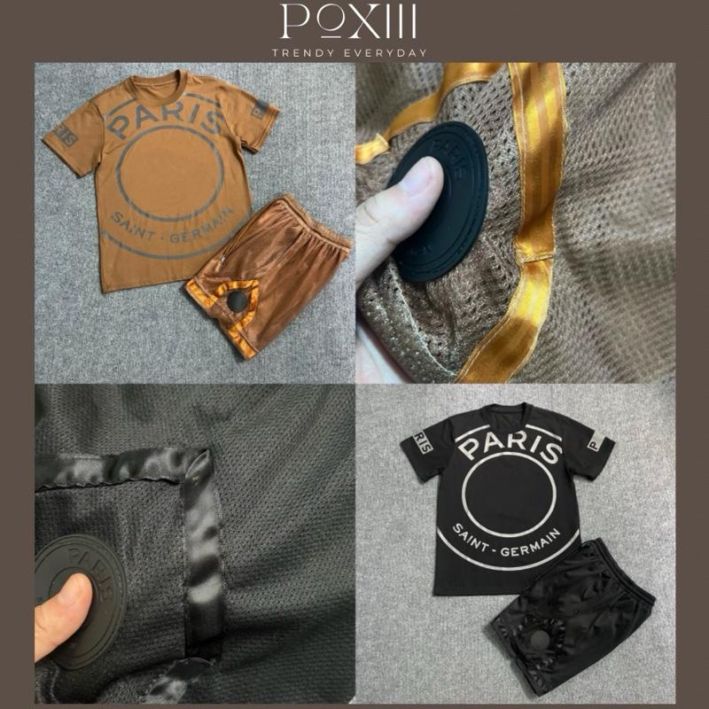 Set Cộc Tay Paris In Hình Tròn Quần Lưới Logo Cao Su Form Chuẩn SC - Bộ Quần Áo Nam Nữ Vải Thoáng Mát