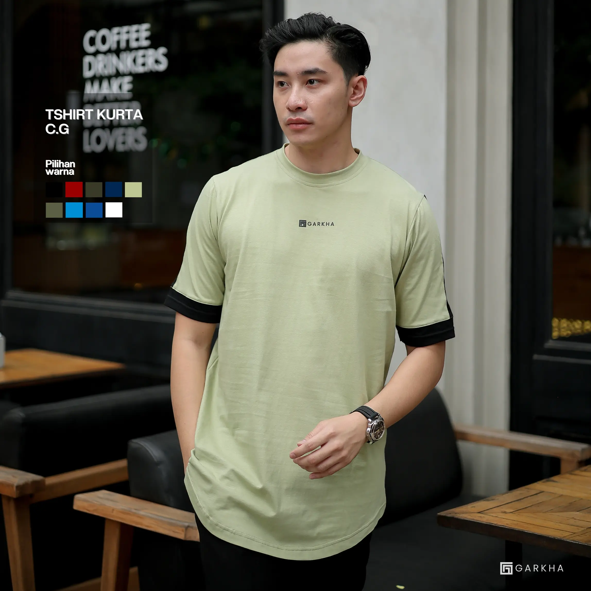 GARKHA Kaos Kurta Pria Lengan Pendek Original CG Series Premium Cotton Combed 24s Adem