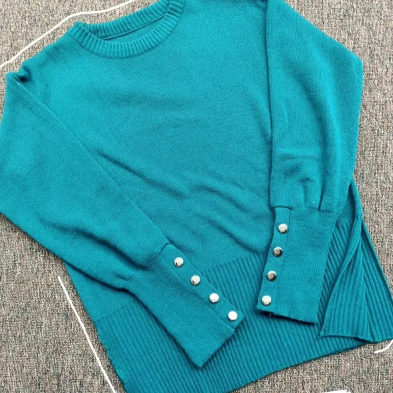 OUTER INARA KNIT LENGAN KANCING GOLD ATASAN WANITA PANJANG POLOS RAJUT SWEATER 3