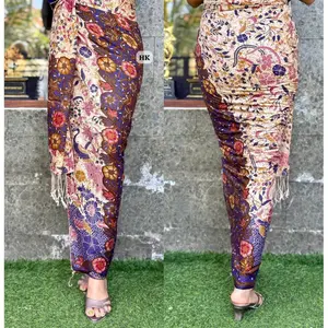 Kaisa Kamen Bali Motif Bunga Kamen Sutra Paris ATBM Set Selendang Bahan Sutra Paris Halus Ukuran 210 cm x 120 cm Elegan dan Cantik Kain Katun Halus