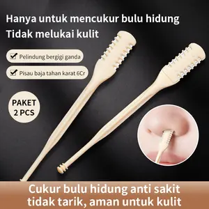 GECOMO Pemotong Bulu Hidung Manual Kepala Ganda 2-in-1, Mudah & Bersih, Putar Sekali Langsung Rapi