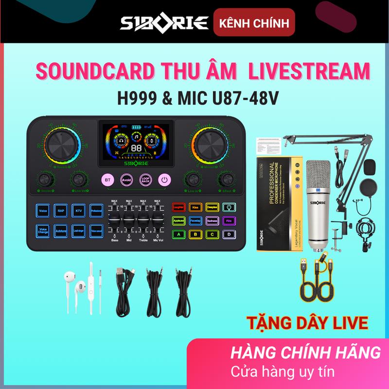 SIBORIE Bộ Soundcard H999 & Mic U87-48V Cao Cấp Thu Âm Karaoke Chuyên Nghiệp Tích Hợp Bluetooth Tặng Tai Nghe Bảo Hành Chính Hãng Lỗi 1 Đổi 1