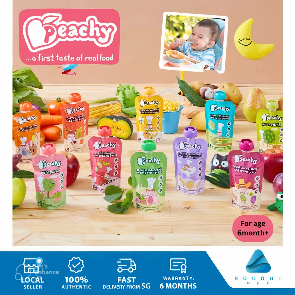 Peachy Fresh Baby Food 6M+ & 12M+ Nutritious Purée Delightful Multigrain Cookies Puffs