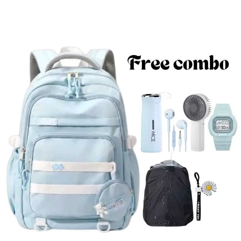 Tas sekolah anak ransel AD free paket combo dan anak ransel Tas Ransel Terbaru tipe-dk2023 Backpack Wanita Bisa Sekolah Sd>smp>sma Dan Kuliah Ransel Multifungsi Wanita Free Botol+jam tangan+nano spray 2