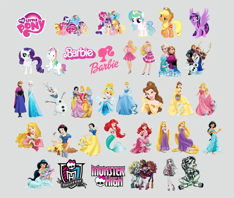 SABLON SETRIKA DTF 10cm GIRL CARTOON PRINCES satuan / Print DTF iron patch ANIMASI ANAK CEWEK Frozen Little Ponny BARBIE 2