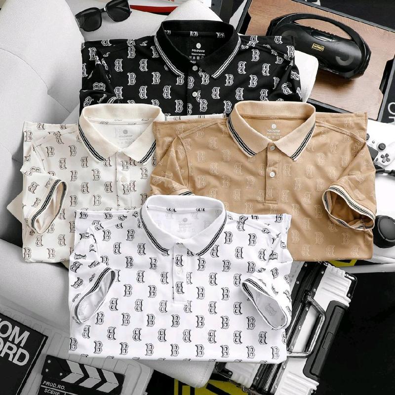 Áo Polo nam nữ ABFI cổ bẻ thun CVC co dãn thoáng mát , hút mồ hôi , phối trơn viền ngắn tay trẻ trung cotton  Menswear Shirt trắng đen , cho bố A50 Nhung Tre Sọc