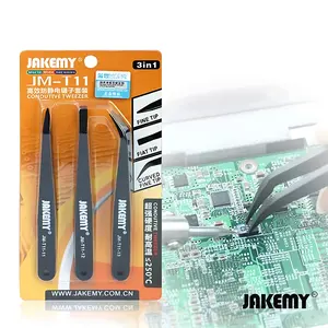 Jakemy 3 in 1 Anti-static Pinset Tweezers Kit Repair Tool JM-T11