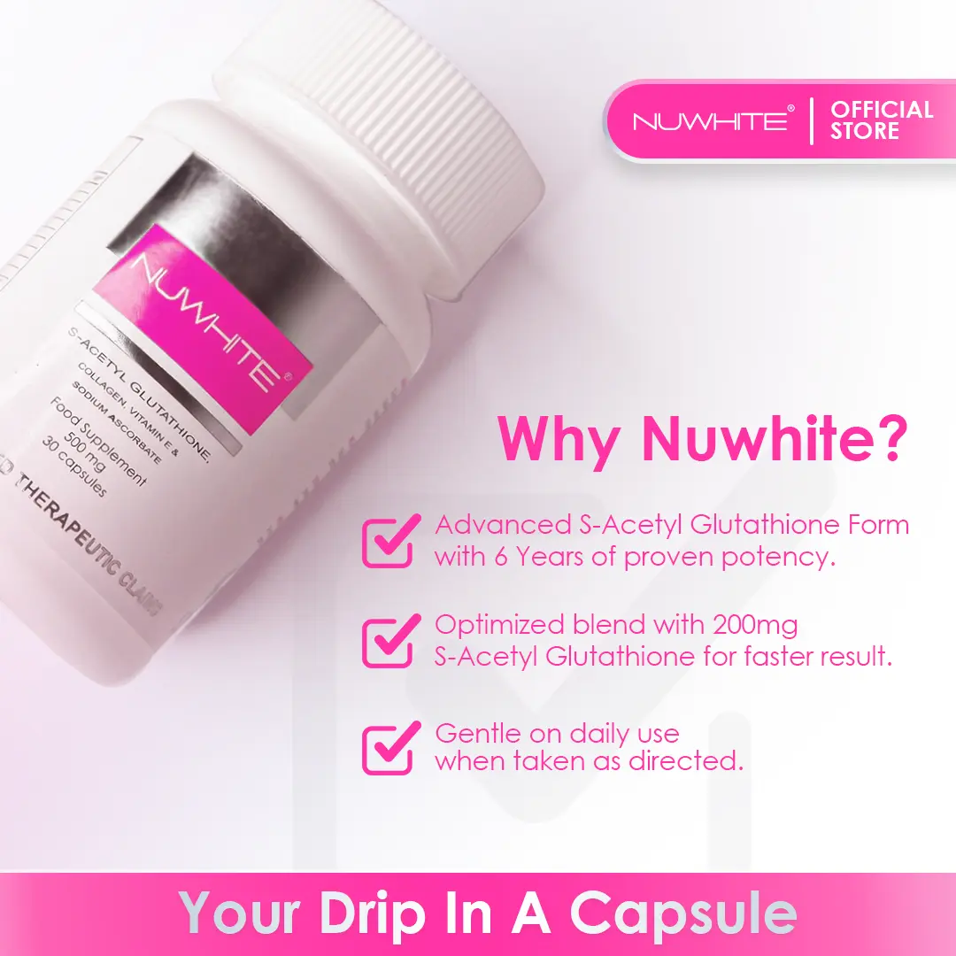 nuwhite glutathione price in mercury drug NUWHITE WHITENING S-ACETYL GLUTATHIONE COLLAGEN LIGHTENING 30 CAPSULES main image 0