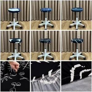 Sarung Dudukan Kursi Cover Jok Kursi Bulat Sarung Bar Bahan Polyester Elastis Full Karet