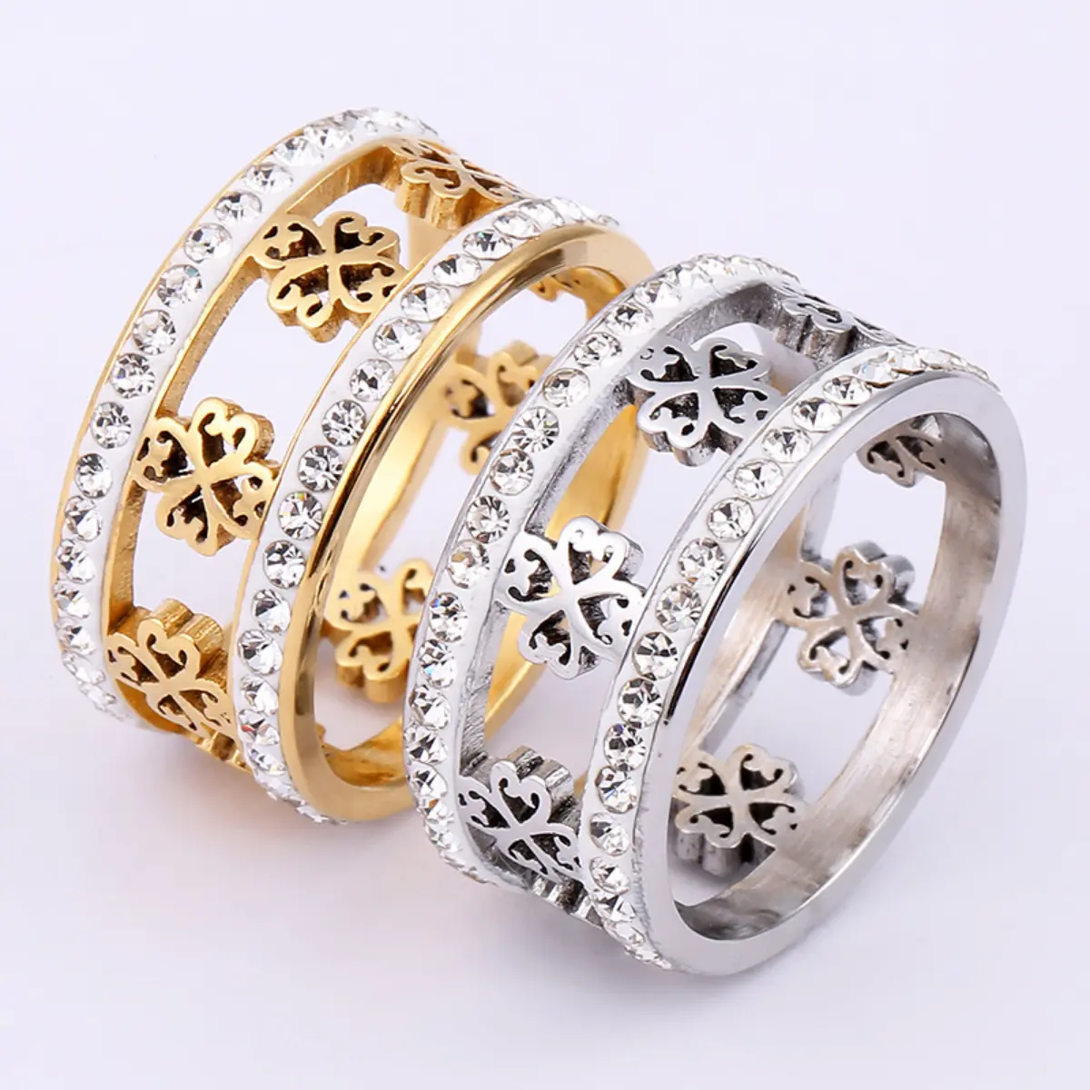 Exquisite High-grade Titanium Steel Ring for Female Personality Trendy Hollow Leaf Stainless Steel Ring Suitable for Women To Wear