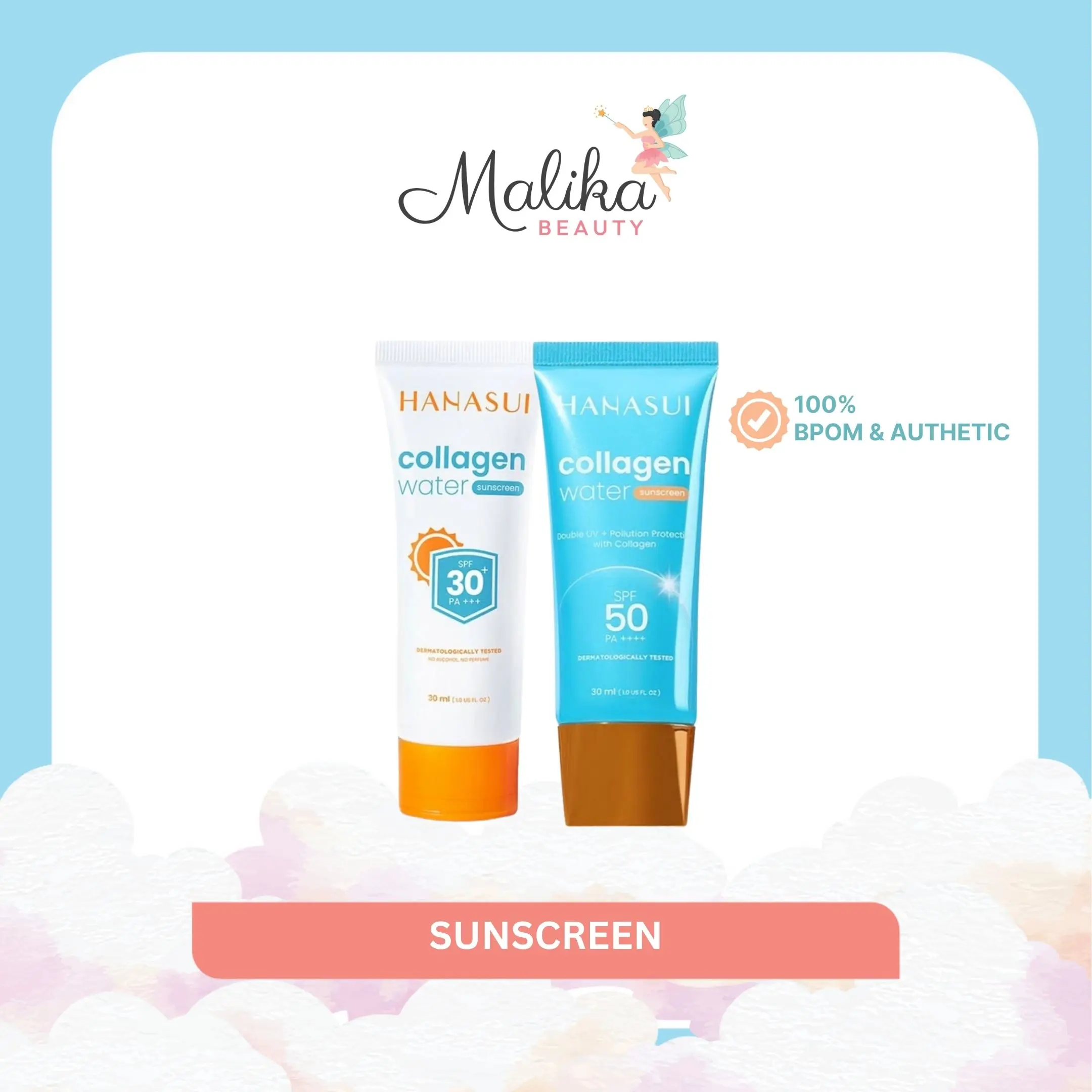 Malika Beauty | HANASUI Collagen Water Sunscreen SPF 30 50 30 ml | Sunscreen Water | Tabir Surya