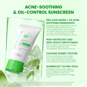 YOU Sunbrella Acne Shield Light Sunscreen SPF40+ PA++++ Sensitive Acne Skin Friendly Tabir Surya Oil Control untuk Kulit Berjerawat Perlindungan Dari UVA UVB Blue Light